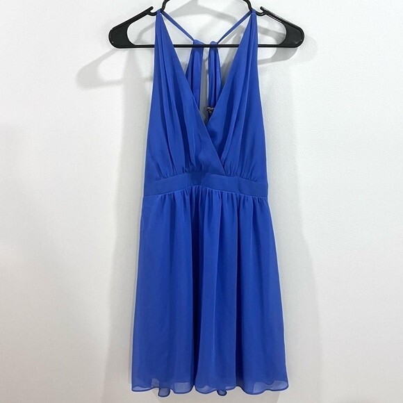 Express blue chiffon halter dress size 8 - Picture 3 of 6